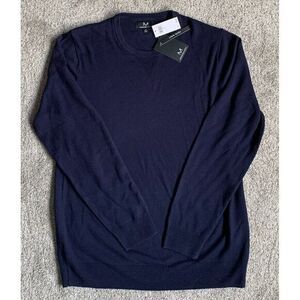 NWT‎ Magaschoni Navy Blue Lightweight 100% Wool Men's Sweater Large Tall READ